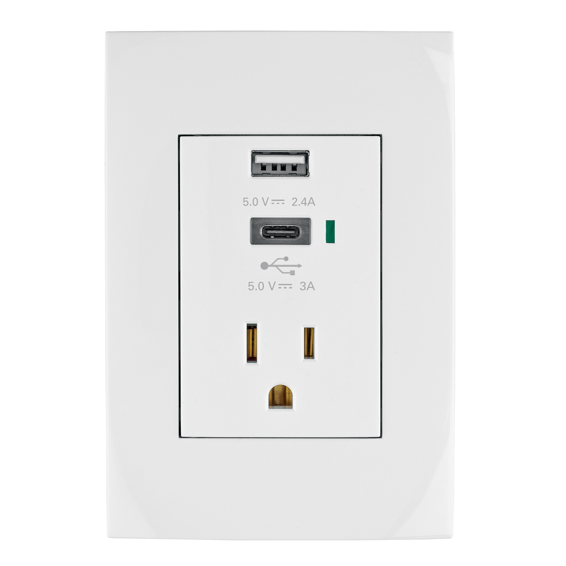 Contacto 2polos + tierra con 2 puertos USB, Oslo, blanco