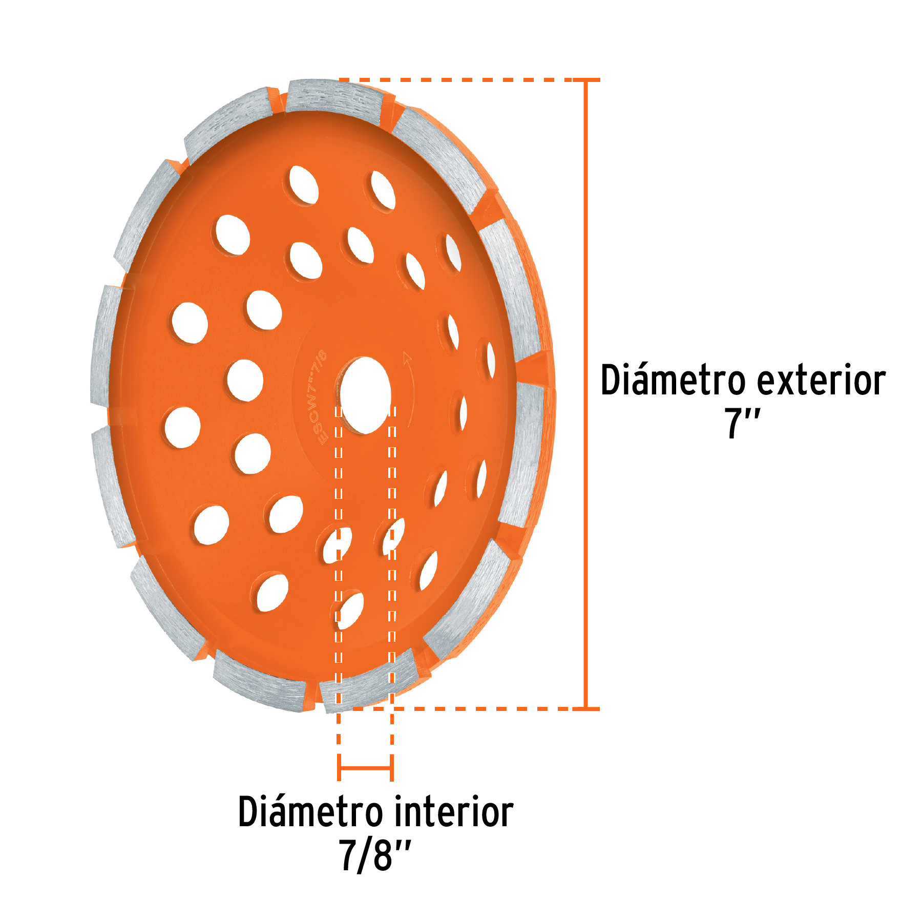 Copa de diamante 1 segmento 7", usos generales, Truper