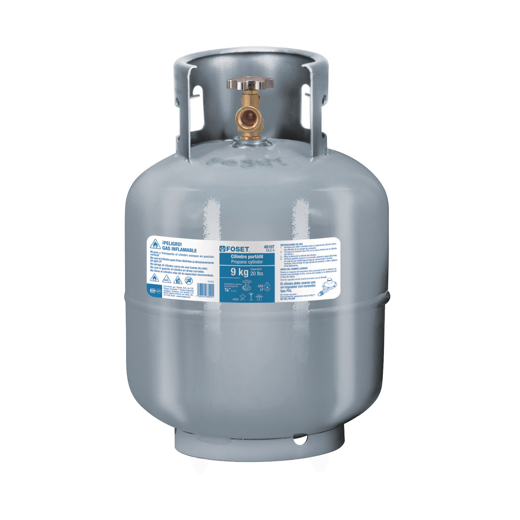 Cilindro portátil para gas LP, 20lb (9kg) Foset