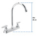Mezcladora 8" p/fregadero, cuello curvo, manerales cono