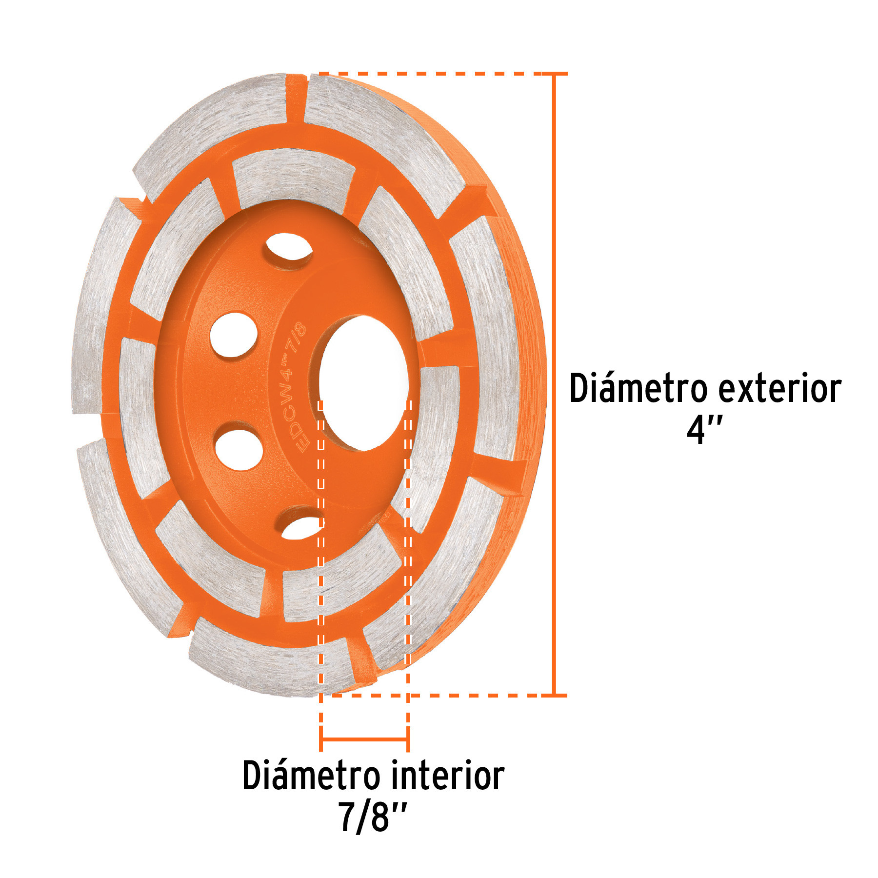 Copa de diamante doble segmento 4", usos generales, Truper