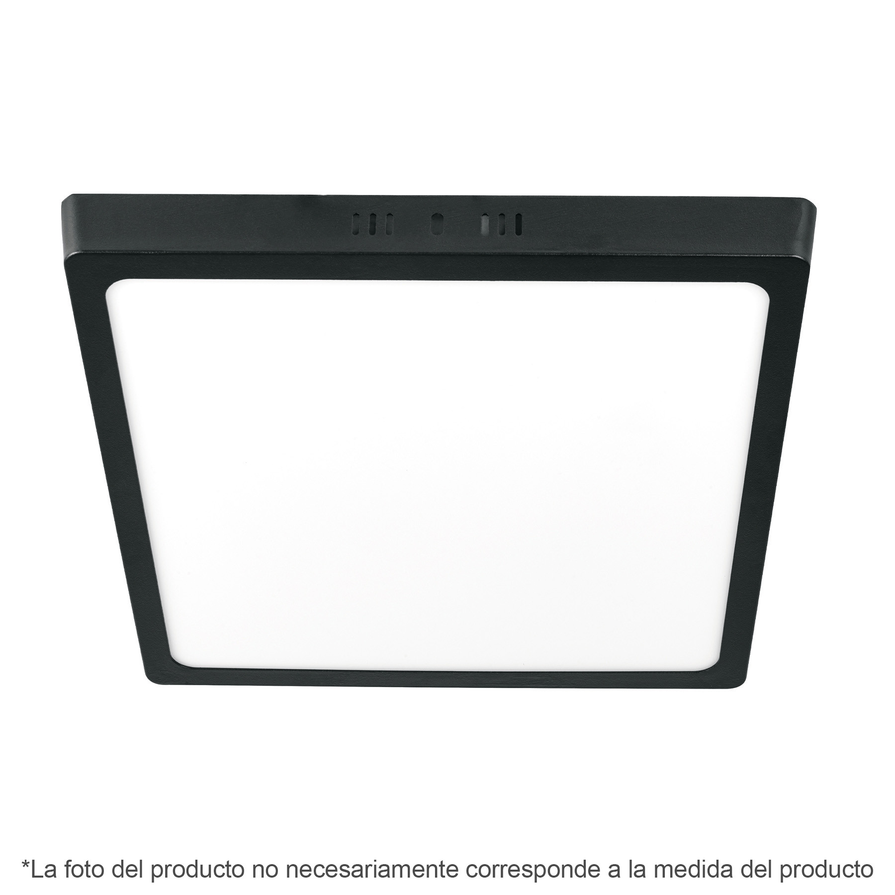 Luminario de LED 18 W cuadrado tipo plafón luz de día, negro