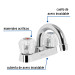 Mezcladora 4" para lavabo, cuello curvo, manerales acrílico
