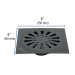 Resumidero cuadrado 6"x 6", acero inoxidable, negro, gota
