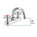 Mezcladora 4" para lavabo, cuello curvo, manerales cruceta