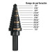Broca escalonada óxido negro 11 escalones 1/4" a 7/8",Truper