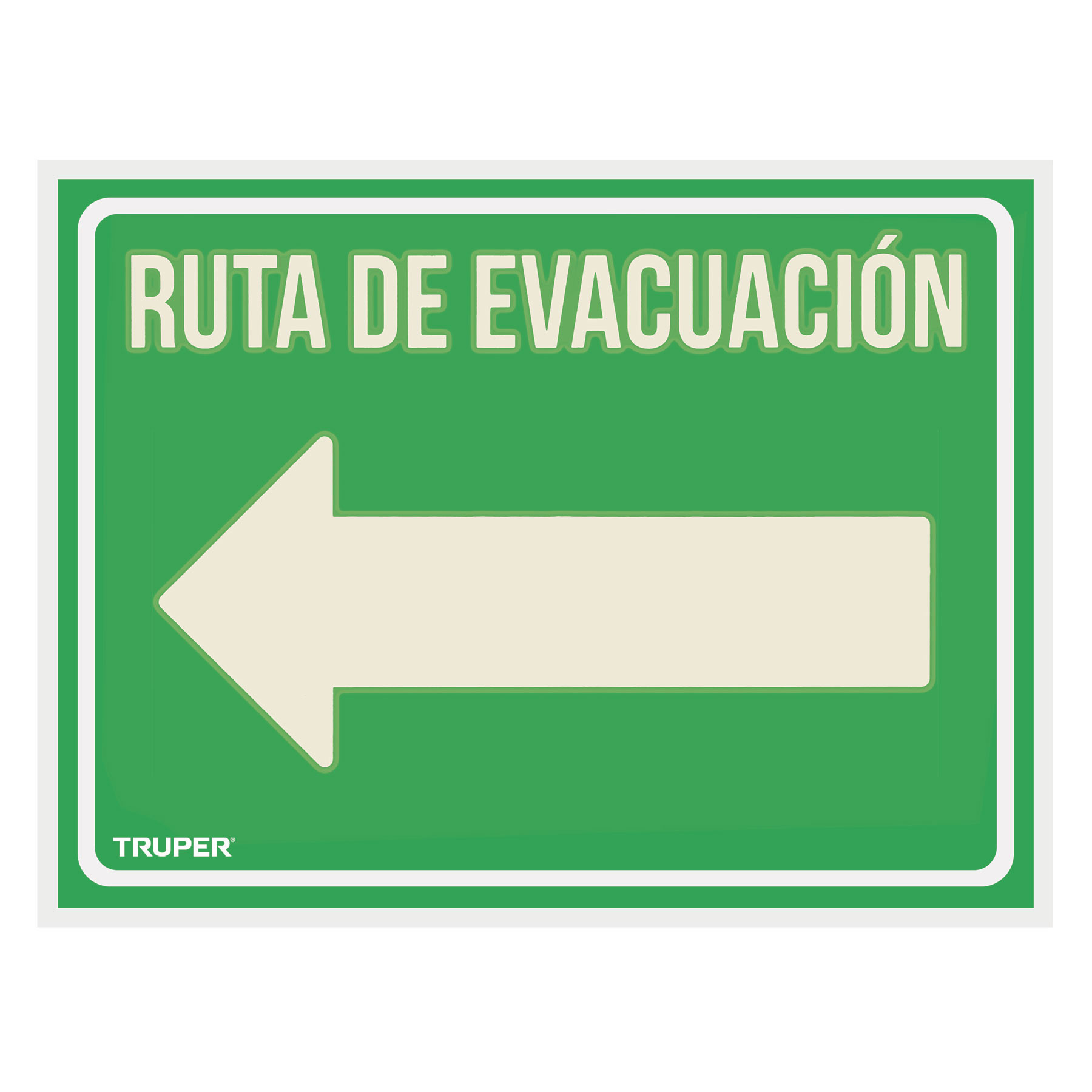 Letrero de señalización "RUTA EVACUACIÓN IZQUIERDA",21x28 cm