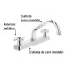 Mezcladora 8" p/fregadero, cuello corto, manerales cruceta