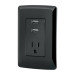 Contacto aterrizado + 2 puertos USB, negro, línea Italiana