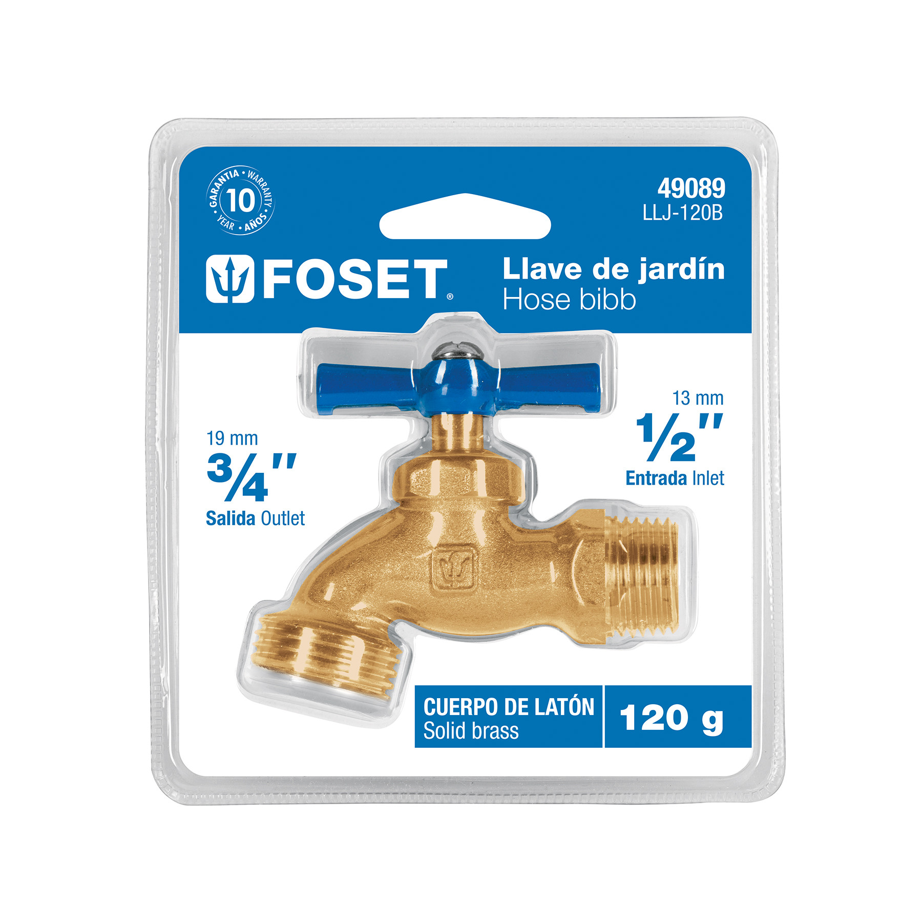 Llave de nariz para jardin, 1/2", blister, Foset