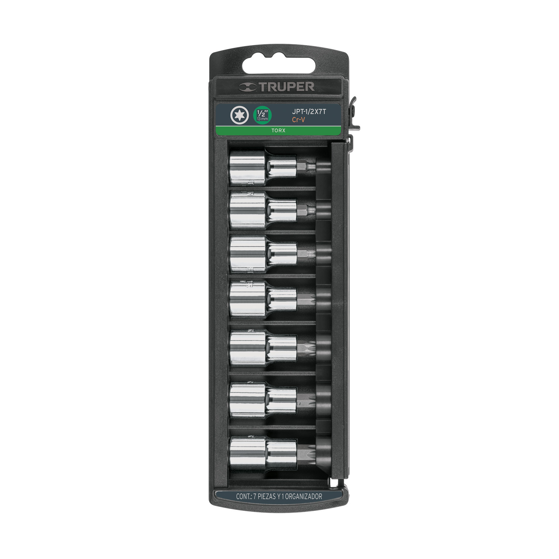 Juego de 7 dados cuadro 1/2" punta torx, Truper