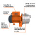 Bomba eléctrica tipo jet para agua, acero inoxidable, 1/2 HP