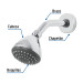 Regadera redonda 3-1/4" brazo y chapetón acero inox, Foset