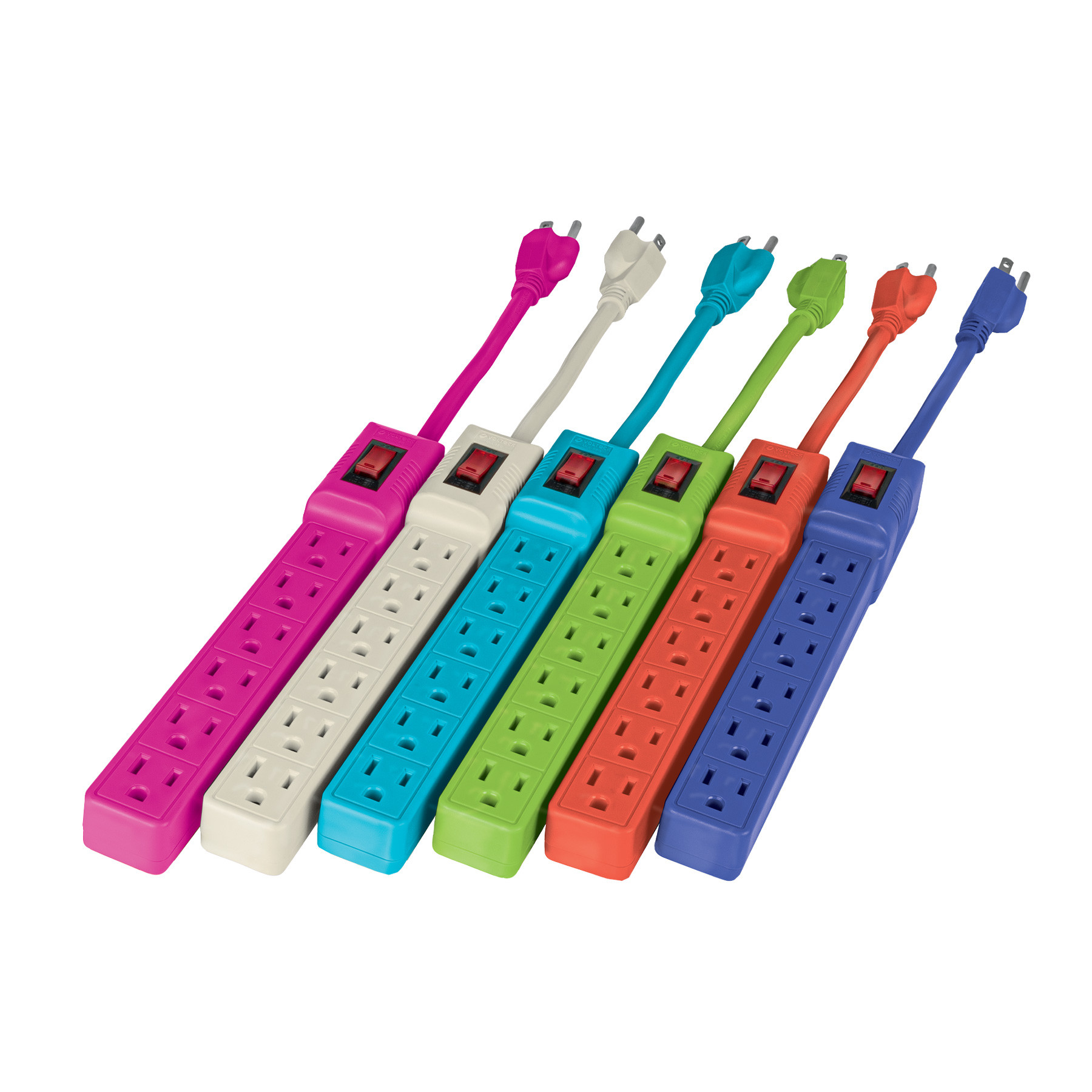 Multicontacto 16 AWG doméstico 6 entradas, colores a granel