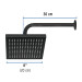 Regadera cuadrada ABS 8" acabado negro mate con brazo, Foset