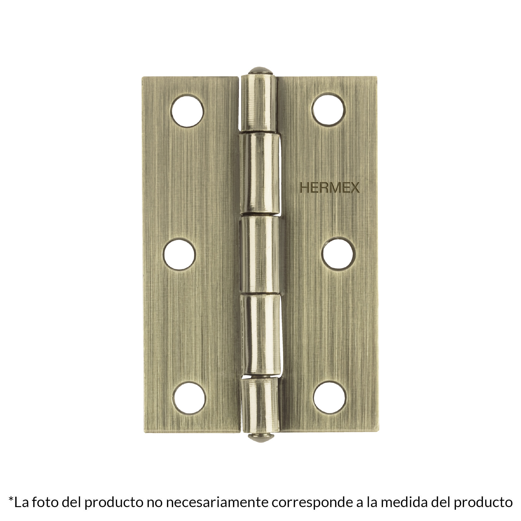 Bisagra rectangular 3-1/2" latón antiguo, Hermex