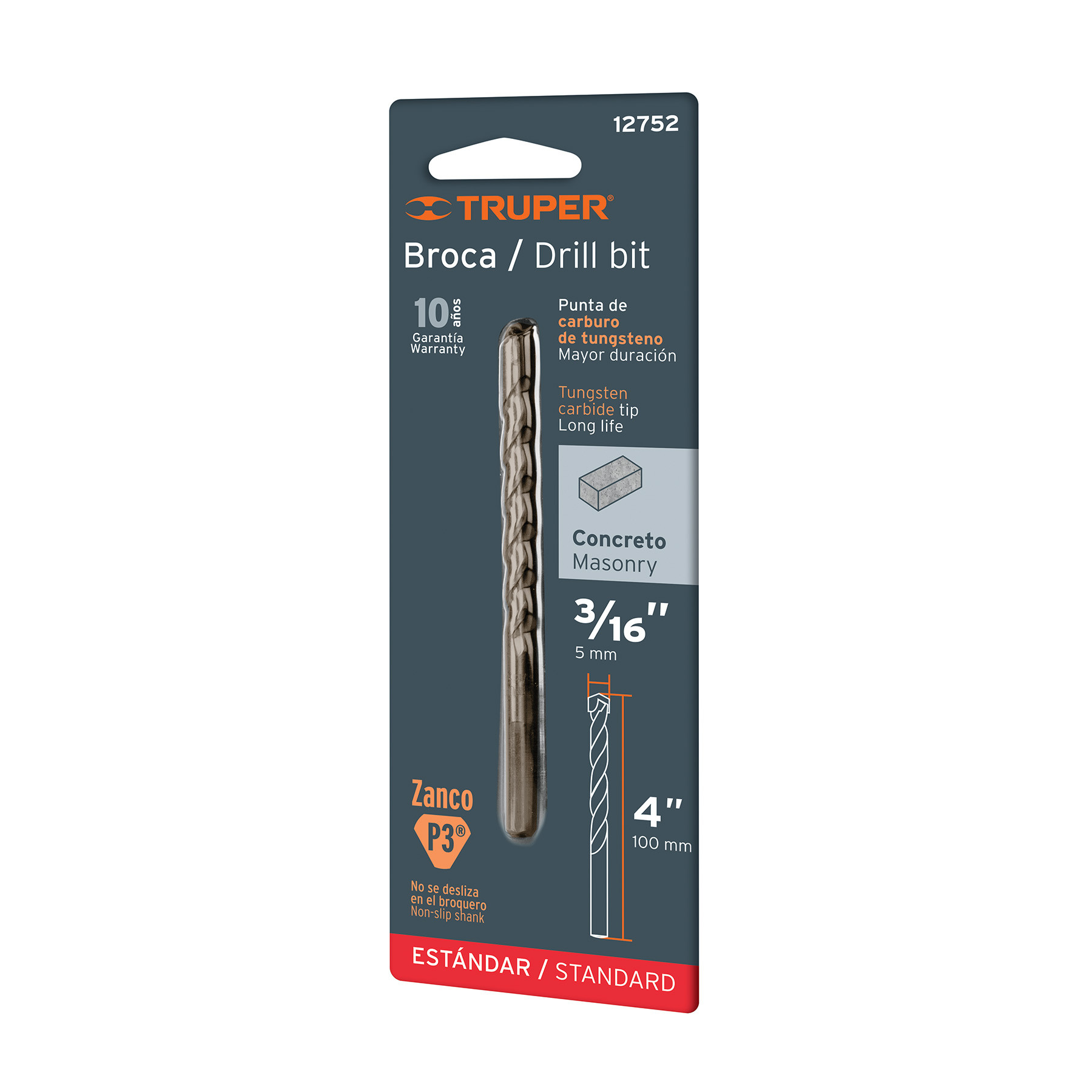 Brocas para concreto, en blíster