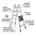 Multiescalera telescópica,4.6 m, capacidad de carga 150 kg
