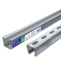 Perfil unicanal perforado de 3 m, 4 x 4 cm, cal. 14, Volteck