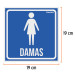 Letrero de señalización "DAMAS", 19 x 19 cm