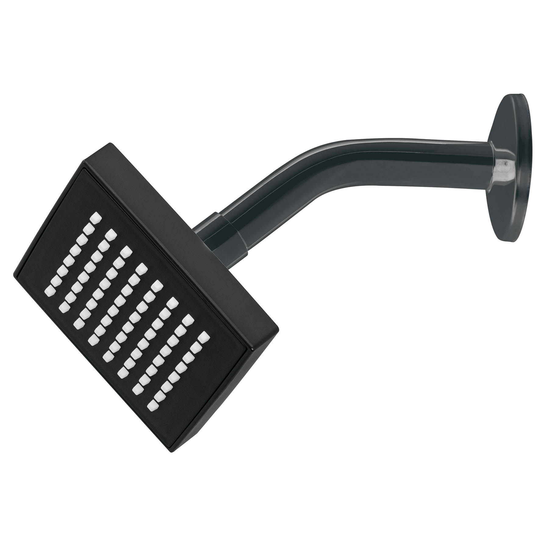 Regadera cuadrada ABS 4" acabado negro mate con brazo, Foset