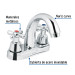 Mezcladora lavabo 4" cromo, nariz curva, cruceta, AQUA