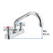 Mezcladora 4" para lavabo, cuello tubular, manerales cruceta