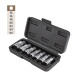 Juego de 7 dados cuadro 1/2" punta corta bristol, en estuche