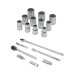 Juego de 18 herramientas cuadro 1/2" std para mecánico