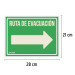 Letrero de señalización "RUTA EVACUACIÓN DERECHA",21 x 28 cm