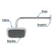 Regadera cuadrada plato ancho 6" brazo inox a muro, Foset