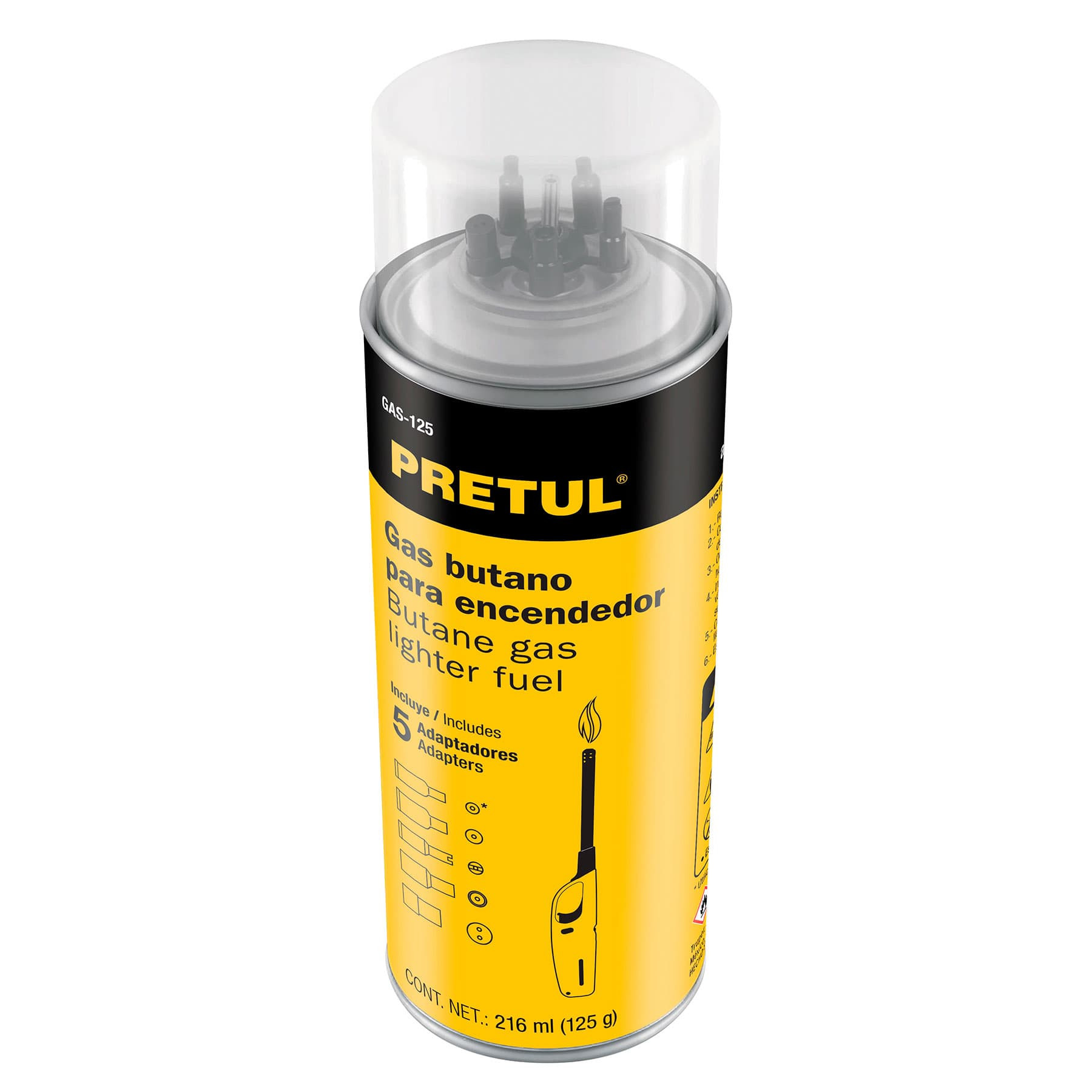 Lata de gas butano para encendedor, 125 g, PRETUL