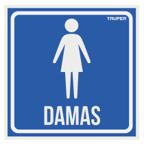 Letrero de señalización "DAMAS", 19 x 19 cm