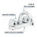 Mezcladora 4" para lavabo, cuello curvo, cartucho compresión