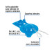Sapo 2" para WC, PVC, azul, cadena plástica, Foset