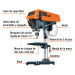 Taladro de piso 8", 1/3 HP (250 W), broquero 1/2", Truper