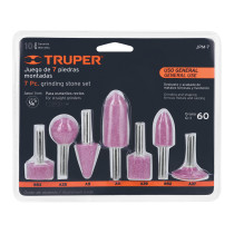 Juego de 7 piedras montadas zanco 1/4", uso general, Truper