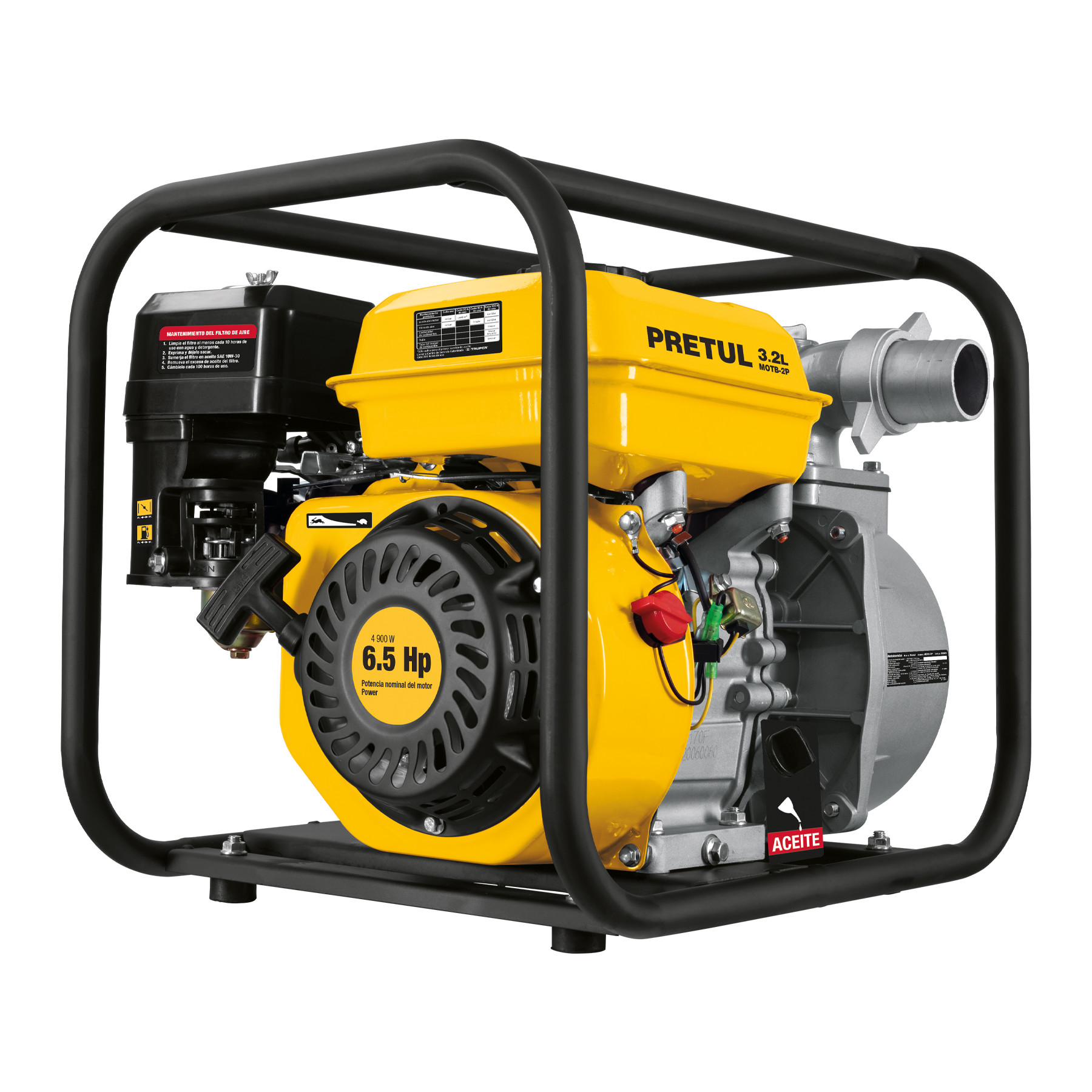 Motobomba autocebante 2" x 2" a gasolina 6-1/2 HP, PRETUL