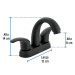 Mezcladora lavabo 4" negro, nariz curva, palanca, AQUA