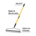 Rastrillo jardinero, 16 dientes, mango 60" fibra de vidrio