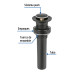 Contra p/lavabo, 1-1/4", sin rebosadero, push, latón, negro