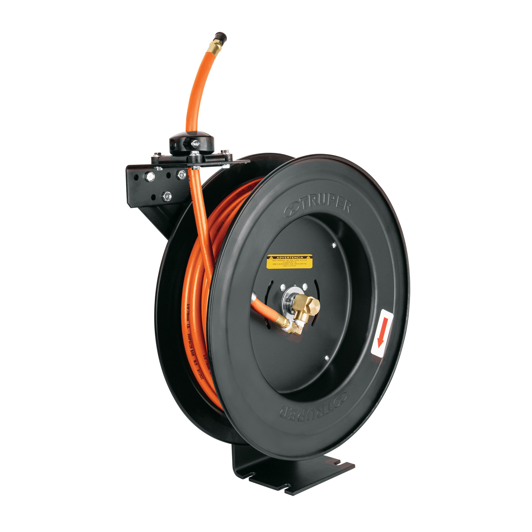 Manguera para compresor,de hule,15m x 3/8",carrete retráctil